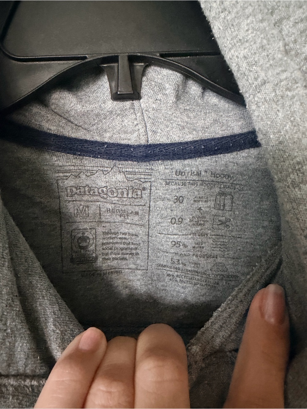 Patagonia Line Logo Ridge Stripe Gray Pullover Hoodie Men’s M Organic Cotton - Picture 4 of 9